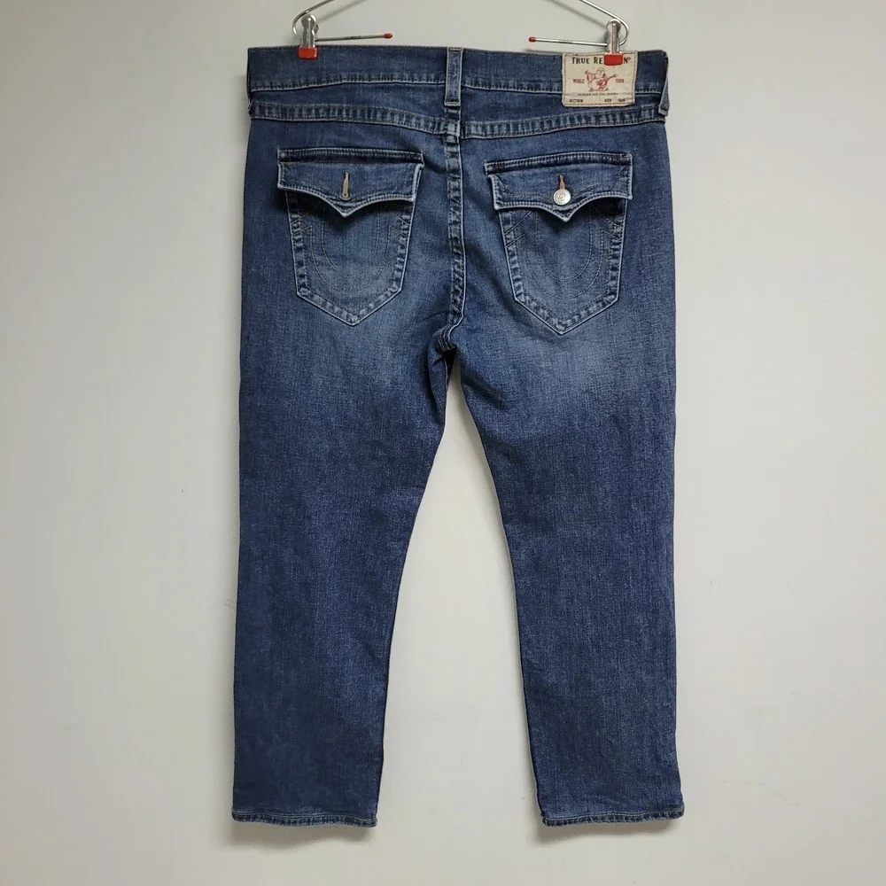 True Religion Ricky Relaxed Straight Fit Flap Denim Blue Jeans Size 38 Mexico